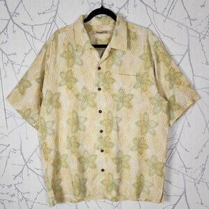 Tommy Bahama Yellow Floral Print 100% Silk Camp Shirt